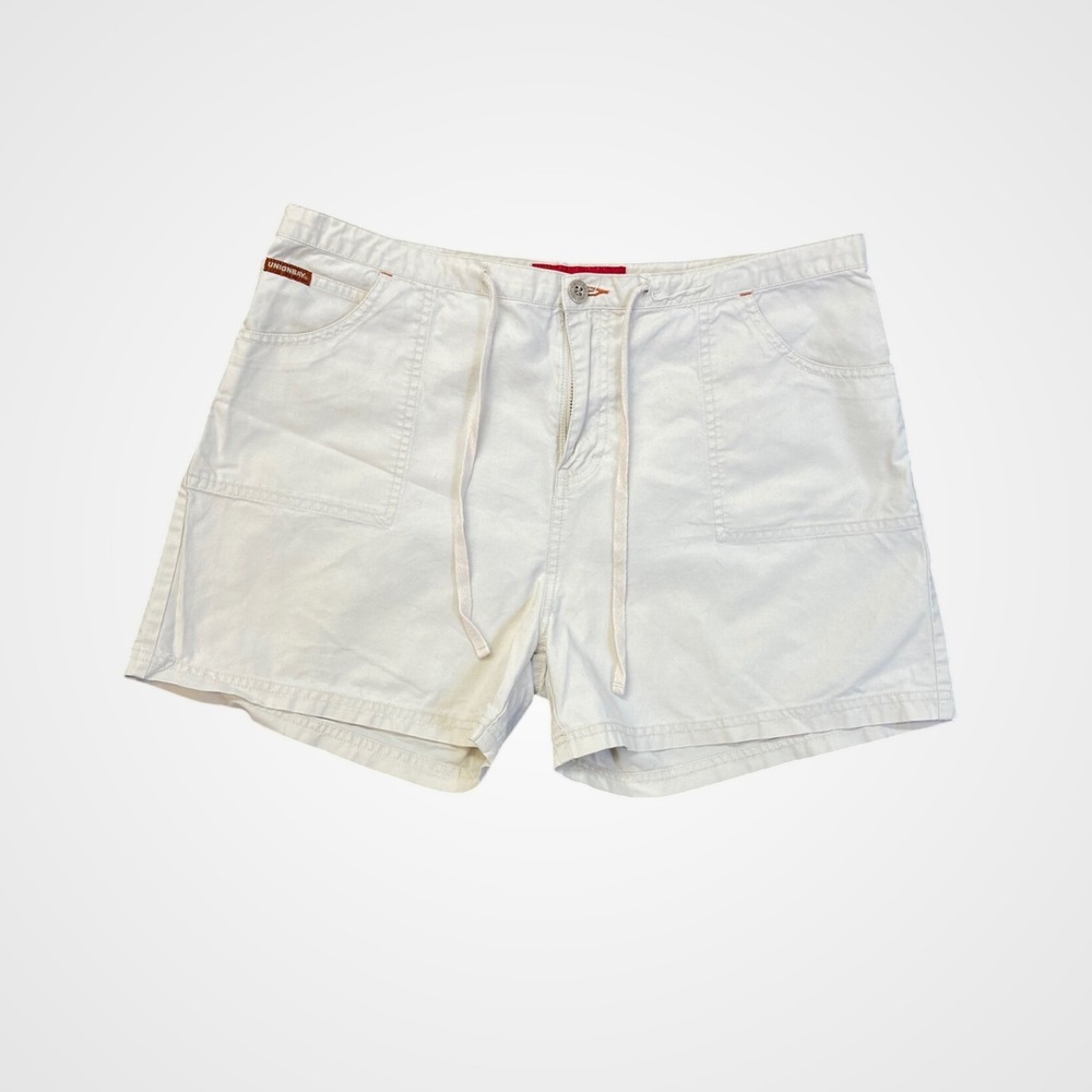 Unionbay Womens Cream Cotton Cargo Drawstring Shorts Size 13 Off White